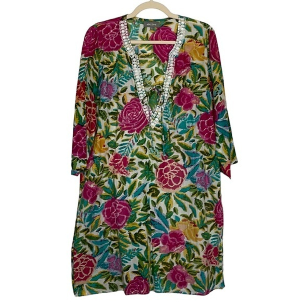 Eb & Ive Colorful Floral Coverup Size Large (L)